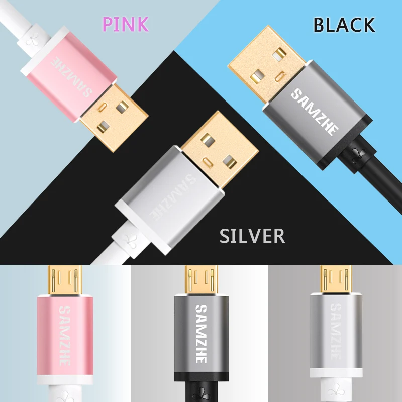 SAMZHE Кабель USB 2,0 Micro USB алюминиевый корпус USB Andorid кабель для быстрой зарядки 0,25/0,5/1/1,5/2 м для XIAOMI HUAWEI SAMSUNG