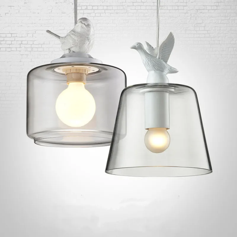 Подвесной светильник для ресторана в скандинавском стиле; подвесной светильник в виде одной стеклянной птицы