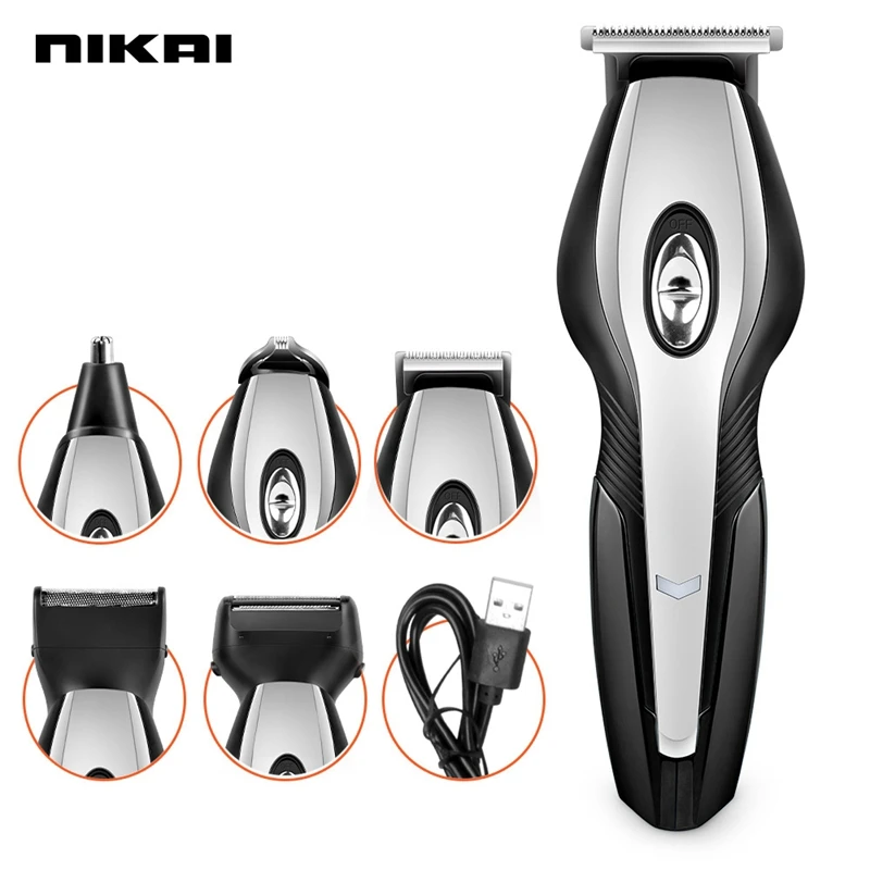 Nikai Usb перезаряжаемая электробритва, электрическая машинка для стрижки, бритва, уход за лицом, мужской триммер для бороды