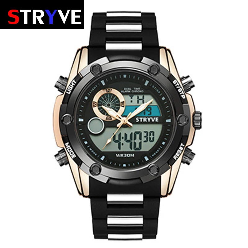 

Mens Digital Watches Fashion Sport Fitness Military Watch Men Waterproof Double Movement Watch Men Multiple Time Zone Alarm