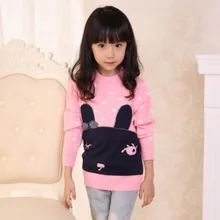 Потяните Филь Limited 2016 Новый Девушки Кашемировый Свитер Супер Adorablekids Маленький Кролик Глава Полька Тонкий Толстые Теплые Осень Зима