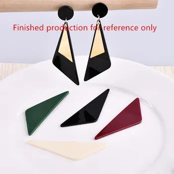 

diy jewelry making 30pcs/lot color printing geometry triangle shape acrylic beads charms fit earring/necklace pendants accessory