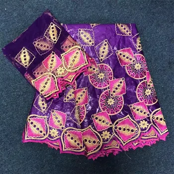 

African French Beads Lace Fabric 2018 High Quality Bazin Riche Getzner For Patchwork Sewing Purple Wedding HJ26-2