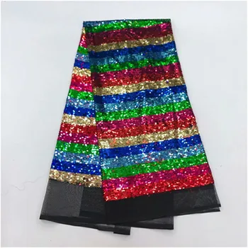 

Free shipping (5yards/pc) teal red blue green sequins tassels lace fabric African French net lace fabric for fashion party dress
