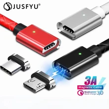 Магнитный Micro USB кабель Поддержка 3A Быстрая зарядка зарядное устройство для iPhone type C USB C 1 м кабель магнит пылезащитный Разъем телефон синхронизации данных провод