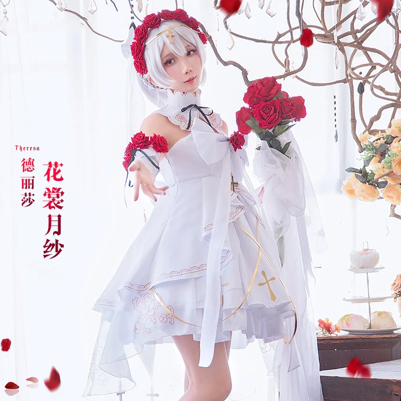 Аниме! Honkai Impact 3 Theresa Apocalypse Skin Flower свадебное великолепное платье Лолита униформа