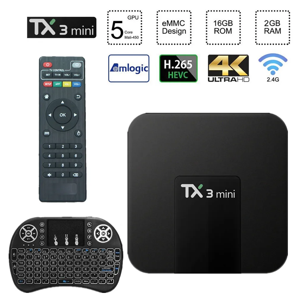 

TX3 Mini tvbox set-top box Android 7.1 Quad Core Amlogic S905W ROM 4K WiFi 2G DDR3 16G 4K HD H.265 Media Player pk x96 mini