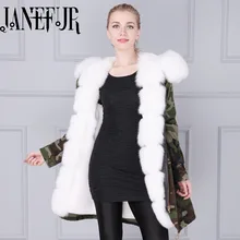 Fashion Military Women Winter Army Green Camouflage Warm Fox Fur Jacket Parka Zipper Button Outwear Coats Female High Quality