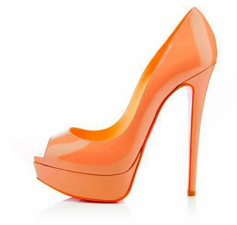 Cyabmoz/Женская обувь на платформе; женские туфли-лодочки на тонком высоком каблуке; zapatos mujer tenis feminino; свадебные туфли для вечеринки; большие размеры 46 - Цвет: women shoes orange
