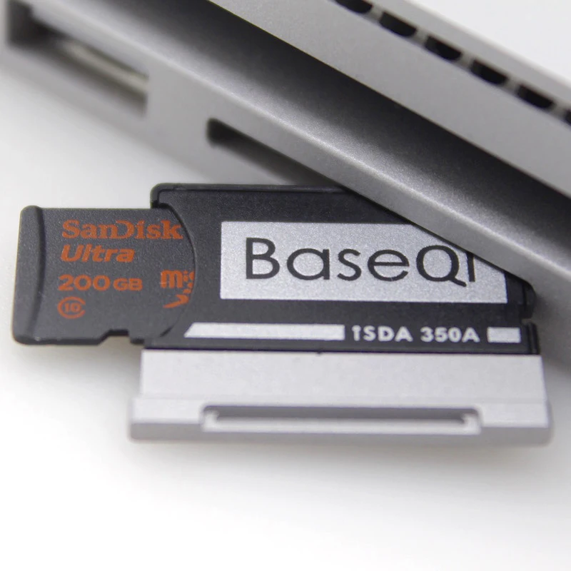 BaseQi Aluminum Stealth drive Micro SD / TF Card Adapter Memory