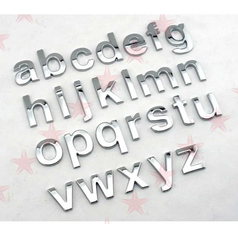 2cm Small Size Lowercase Separate 26 Letters Alphabet Chrome Abs Diy Car Styling Refitting Emblem Sticker Advert Website Address Emblems Aliexpress