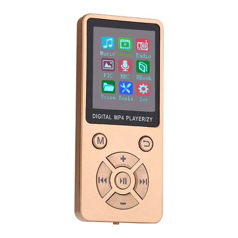 Видеоплеер USB Клип ЖК-экран MP4 медиаплеер Поддержка 32G TF карта ультра тонкий звук без потерь 1," MP4-плеер с FM электронной книгой - Цвет: Золотой