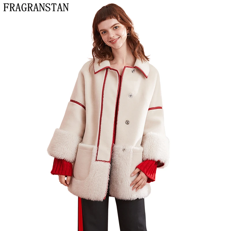 

Women 2018 Winter Real Fur 100% Wool Coats Thick Warm Solid Color Long Fur Coat Female Shearling Jacket Plus Size Outerwear Y585