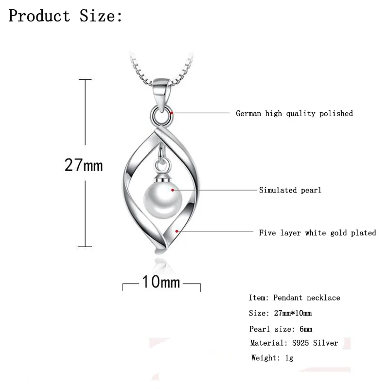 Элегантное 925 пробы Серебряное ожерелье с подвеской из искусственного жемчуга для женщин, колье для женщин, длинная цепочка, ожерелье, свадебное ювелирное изделие, подарок
