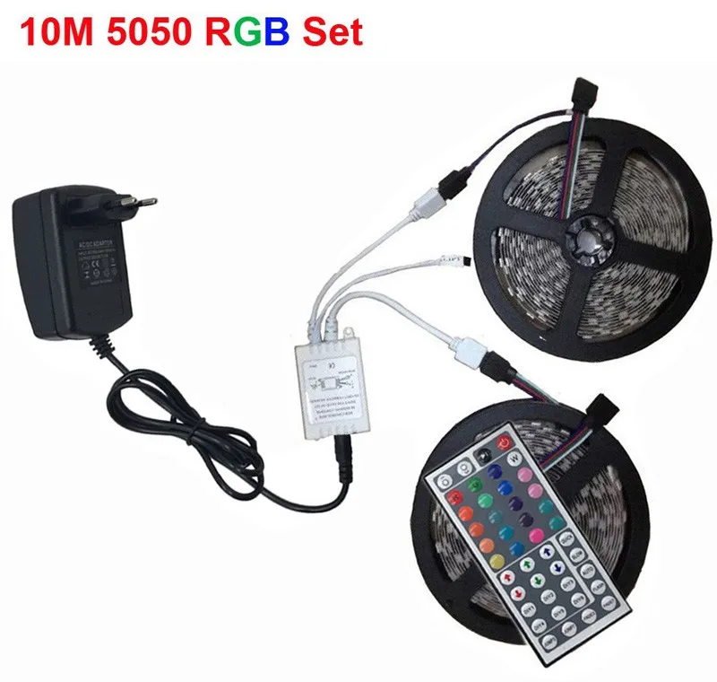 10M SMD 5050 RGB LED Strip 5M 2835 led light Waterproof Tape DC12V Ribbon RGB Flexible Light Strip Full set with Control Adapter (10)