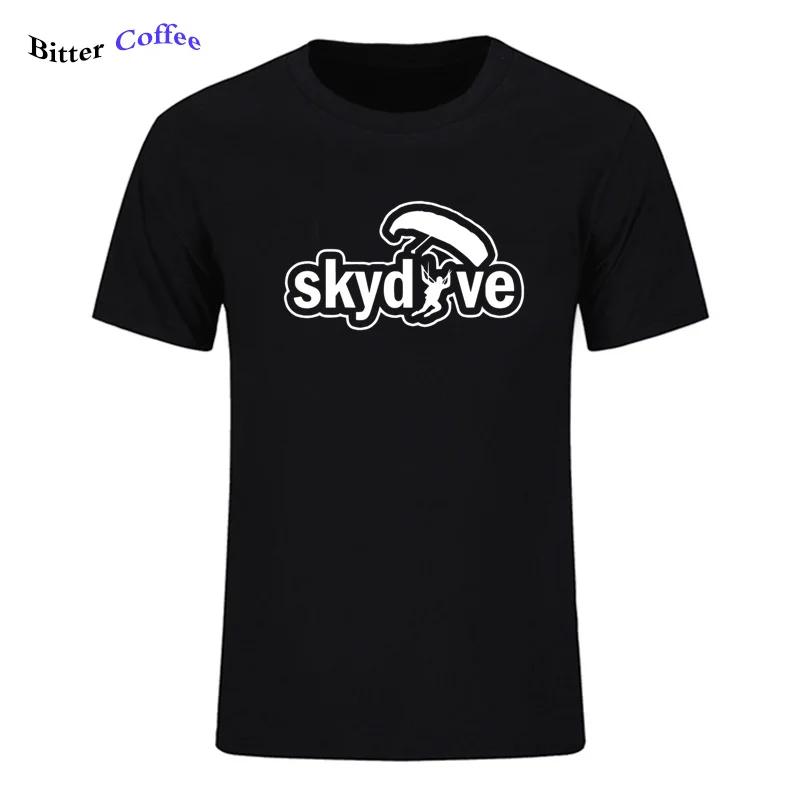 Горький кофе skydive Забавный принт хлопок футболки мужские Новое поступление Летний стиль короткий рукав мужская футболка плюс размер