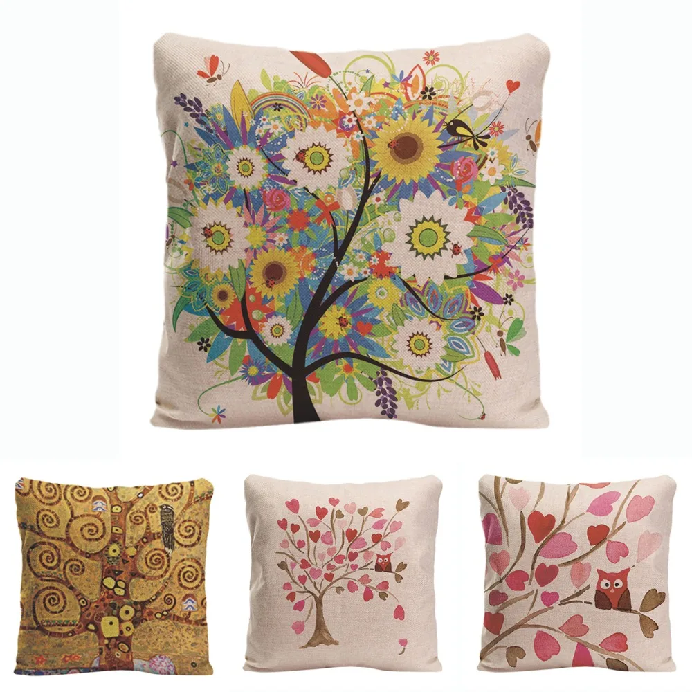 Buy Natural Landscape Cushion Cover Flower Pillow Case Cotton Linen Custom