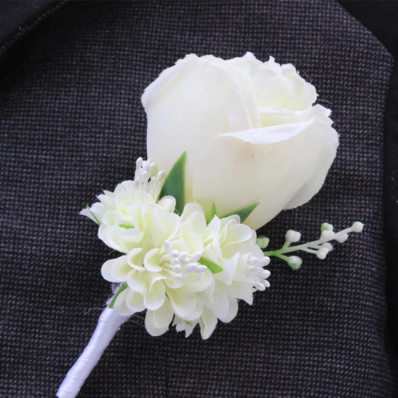 36 Wedding Flowers Rose and Diamante Buttonhole Corsage Groom Guest Best Man 