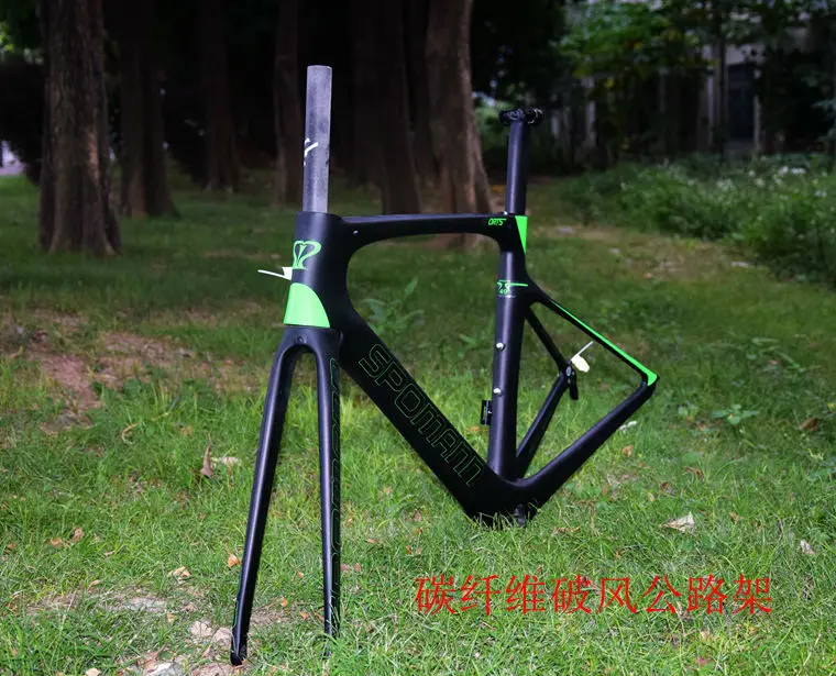 Best Newest 3 colors SPOMANN Racing 700C Road bike matte UD full carbon fibre bicycle frames+fork+seatpost+headsets+BB Free shipping 8