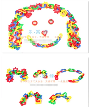 

JingQi plastic toy baby birthday gift geometry shape DIY building Chain string block educational blocks 1 bag free shipping