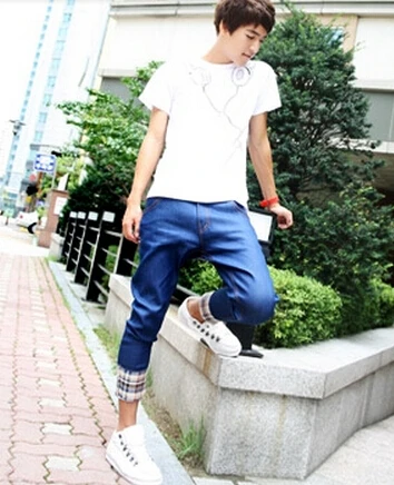 comGentleman Graceで信頼できる ズボン サプライヤ から ドロップクロッチパンツパンツのジーンズの男性ファッション夏2014年香水青いズボンデニムカジュアルkpop高