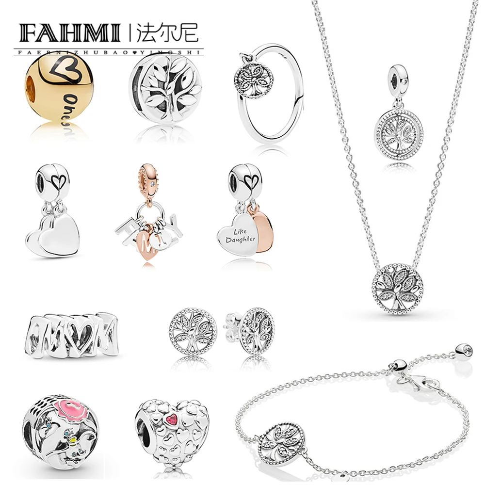 

FAHMI 100% 925 Sterling Silver 2019 Mother's Day Tree of Life Ring Earrings Necklace Bracelet Family MUM Love Pendant Charm