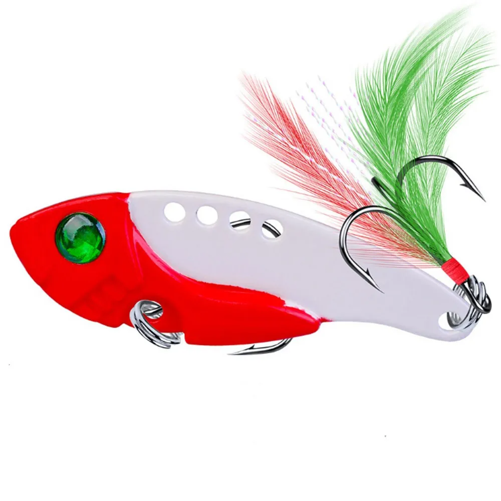 

1PCS Metal VIB 11g/5.5cm Fishing Lure Vibration Spoon Hard Baits with Feather Crankbait Wobbler Swimbait Cicada vivid Tackle