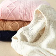 

Women's 100% pure cashmere sweater raglan sleeves pullover solid color winter loose sweaters with O-neck round lap hem