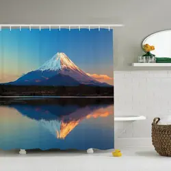 Дальний Восток декор с изображением природы коллекции, крепление Fuji и озеро Shoji изображение ясное небо закат фото печать, полиэстер ткань