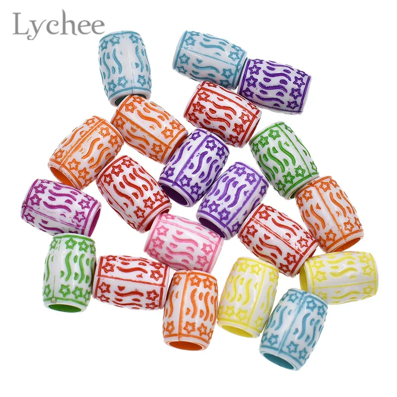 Lychee 20 шт. трендовые пластиковые волнистые разноцветные дреды бусины трубы для