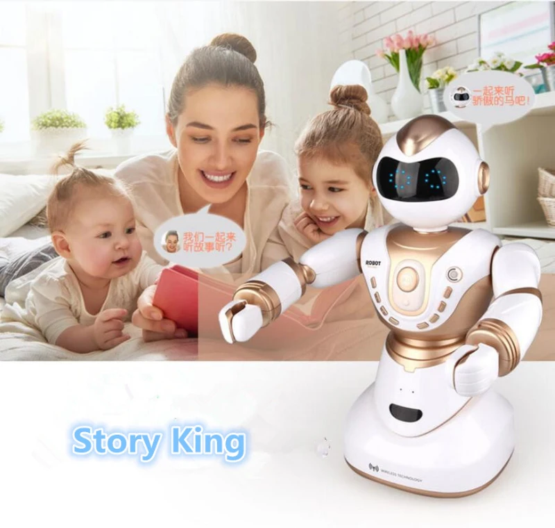 2018 Large Smart RC Robot 2850 2.4G 51CM Head Hand Turn LED expression voice dialogue intelligent Sport rc robot toy with lights