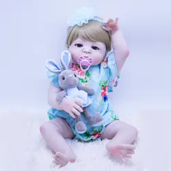 0-3 м reborn baby dolls вес 1,8 кг Силиконовые Реалистичные виниловые Поддельные Детские игрушки для ванной 55 см светлые волосы bebes reborn doll подарок