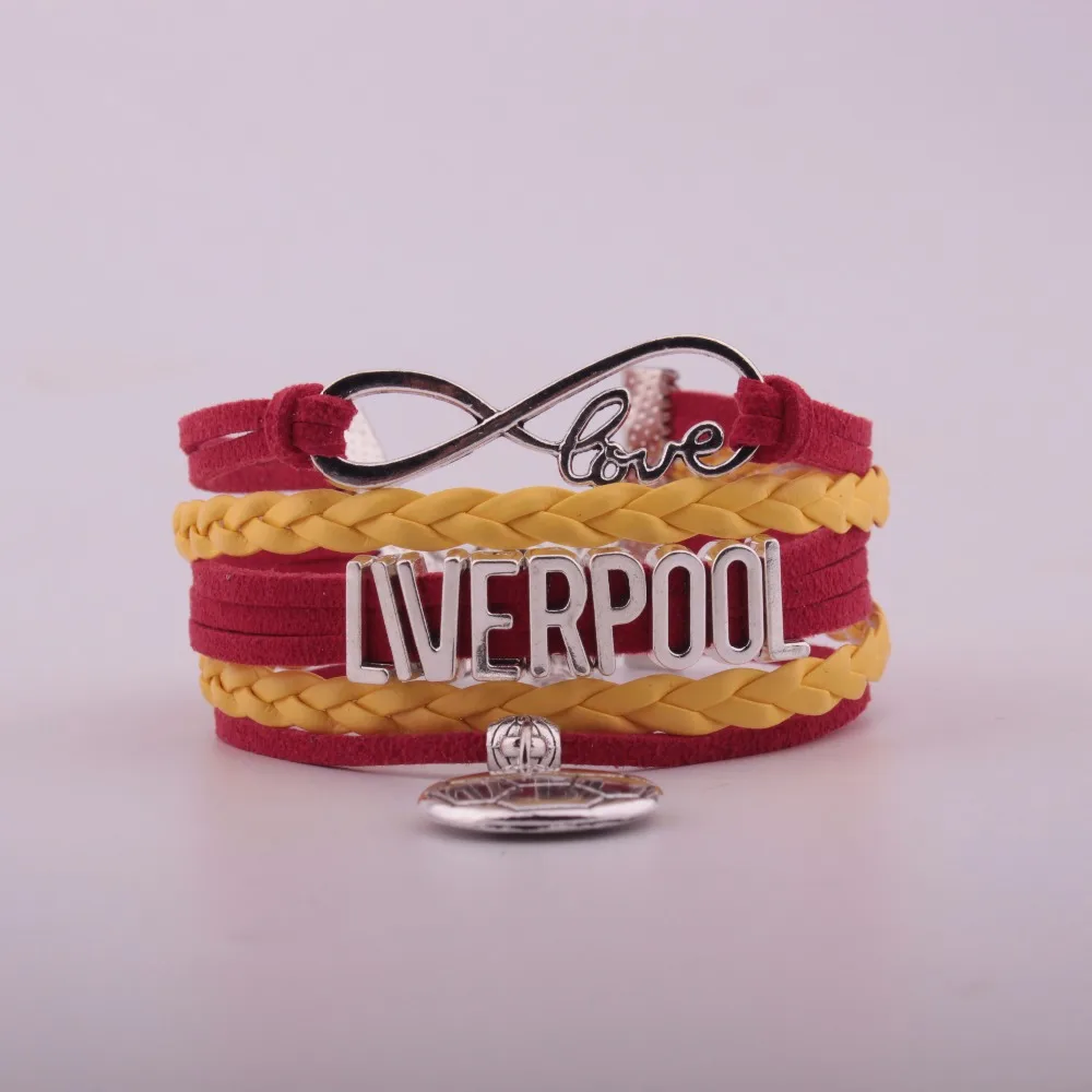 

GVUSMIL Drop Shipping Infinity Liverpool Soccer Bracelet- England Sports Cheering Sports football Team Friendship Gift
