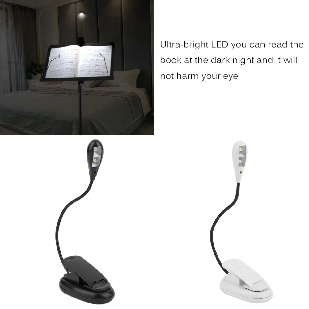 

2-LED Clip Type Ultra Bright Portable Desk Lamp USB Charging Dimmable Table Reading Book Light US Plug