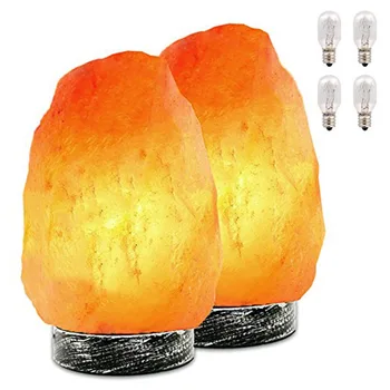 

2 Pack 7~10 inch 5-8 lbs (each) Natural Pink Himalayan Crystal Rock Salt Lamp With Antirust And Anti Crack Base, Dimmer Control
