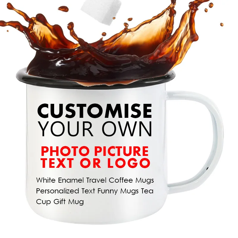 

DIY Photo Coffee Enamel Mug Printing Custom Picture White Travel Coffee Mugs Personalized Text Funny Mugs Tea Cup Gift Mug 11OZ