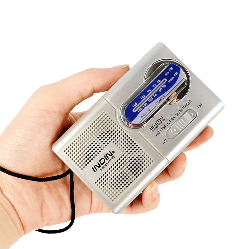 BC-R119 Mini Portable AM FM Radio Slim Telescopic Antenna With Strap World Receiver Loudpeaker |