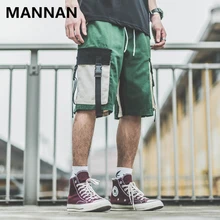MANNAN летние хип хоп шорты для мужчин с эластичной резинкой на талии Повседневная Уличная мода по колено Jogger Хлопковые Бриджи