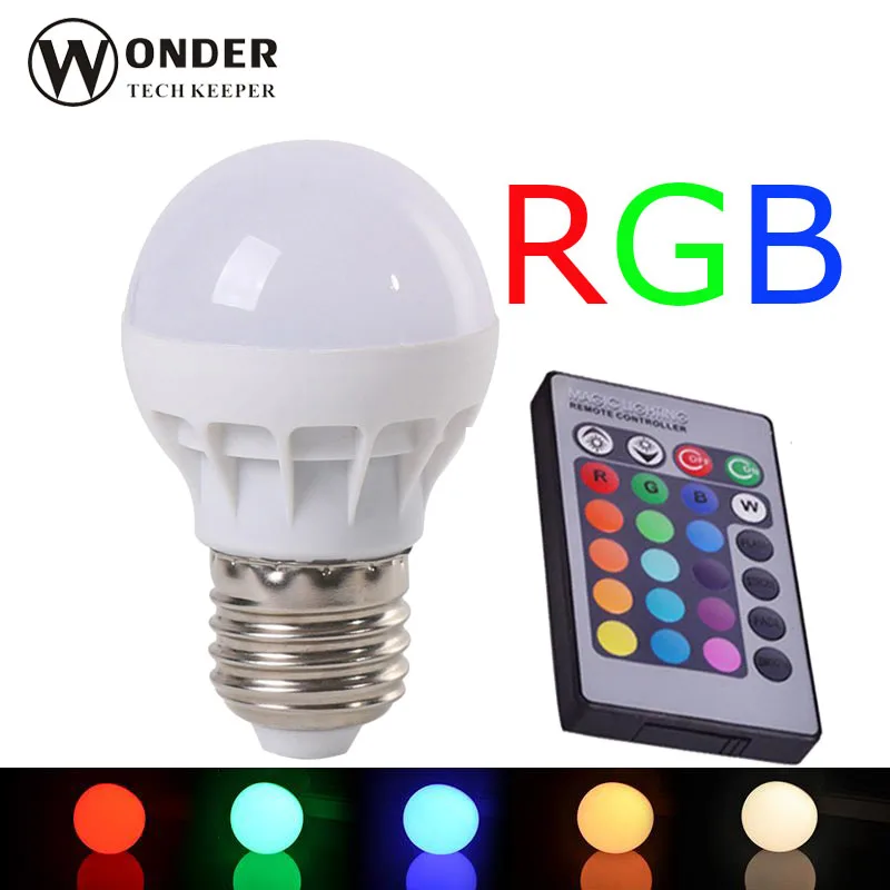 led colorful globe bulbs 3W E27 RGB bulbs globe 24keys ...