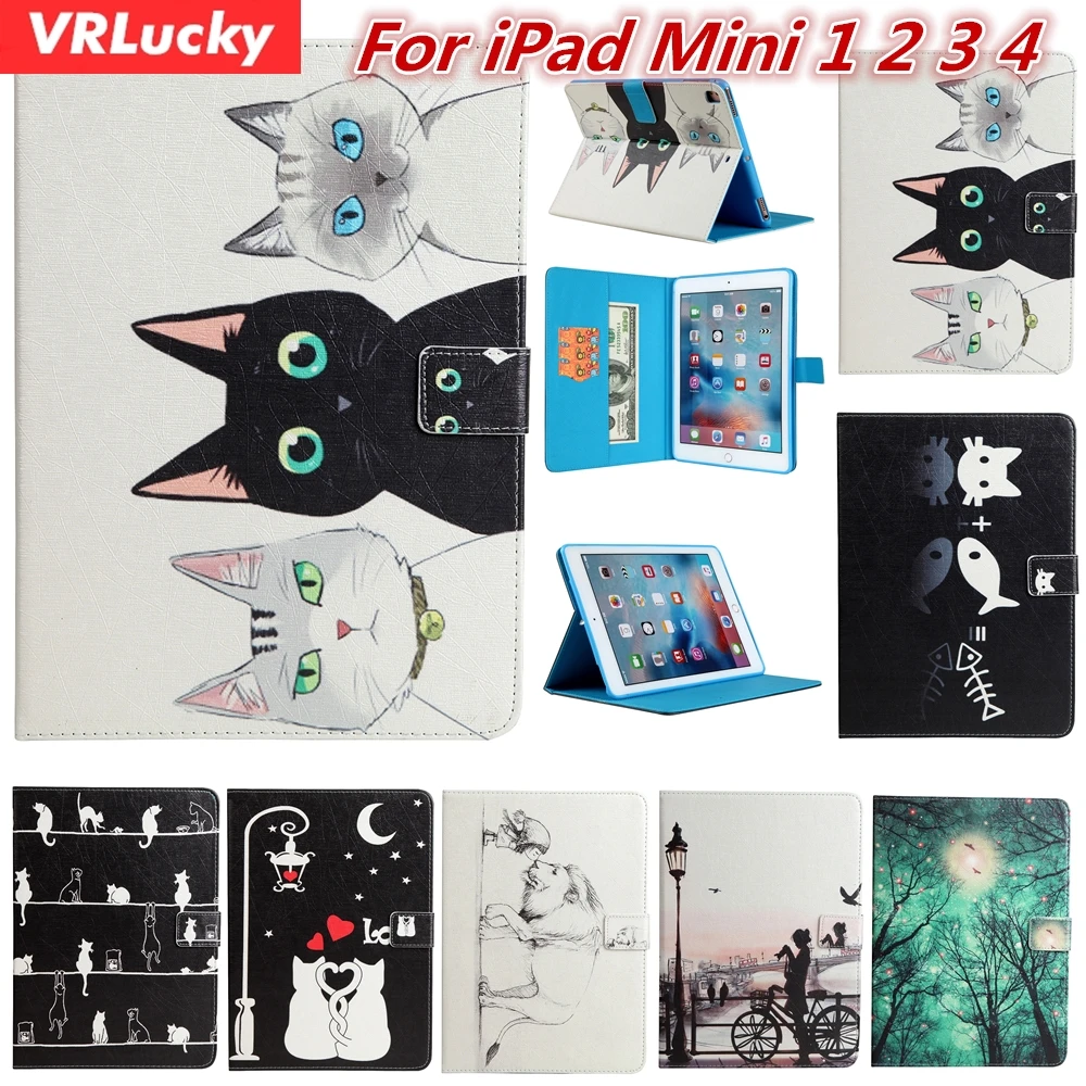 VRLucky для Ipad Mini 1 2 3 4 Чехол С Откидывающейся Крышкой и подставкой с изображением
