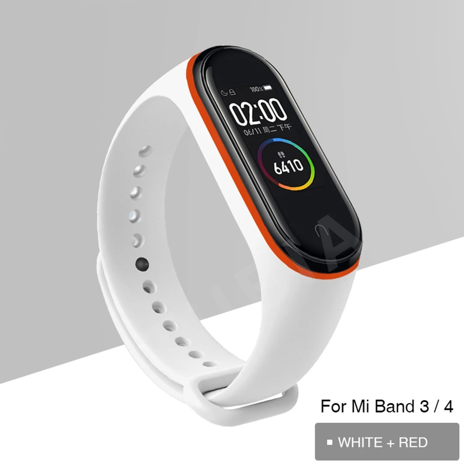 Mi Band 4 3 ремешок на запястье для Xiaomi Mi Band 3 4 Браслет Силиконовый Miband 3 4 NFC Correa аксессуары Smart Mi4 протектор - Цвет: white red BP