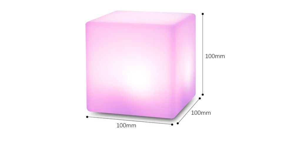 USB Rechargeable LED Cube Shape Night Light with Remote Control for Bedroom