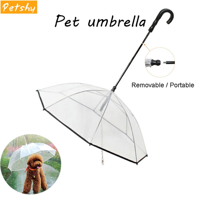 

Petshy New Transparent Pet Umbrella Dog Cat Portable Removable Rain Gear With Leads Leash Outdoor Dog Raincoat Pets Accessories