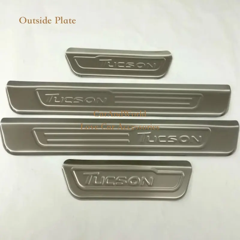 Для hyundai Tucson внутренняя внешняя накладка из нержавеющей стали Накладка на порог, накладка на педаль, автомобильные аксессуары