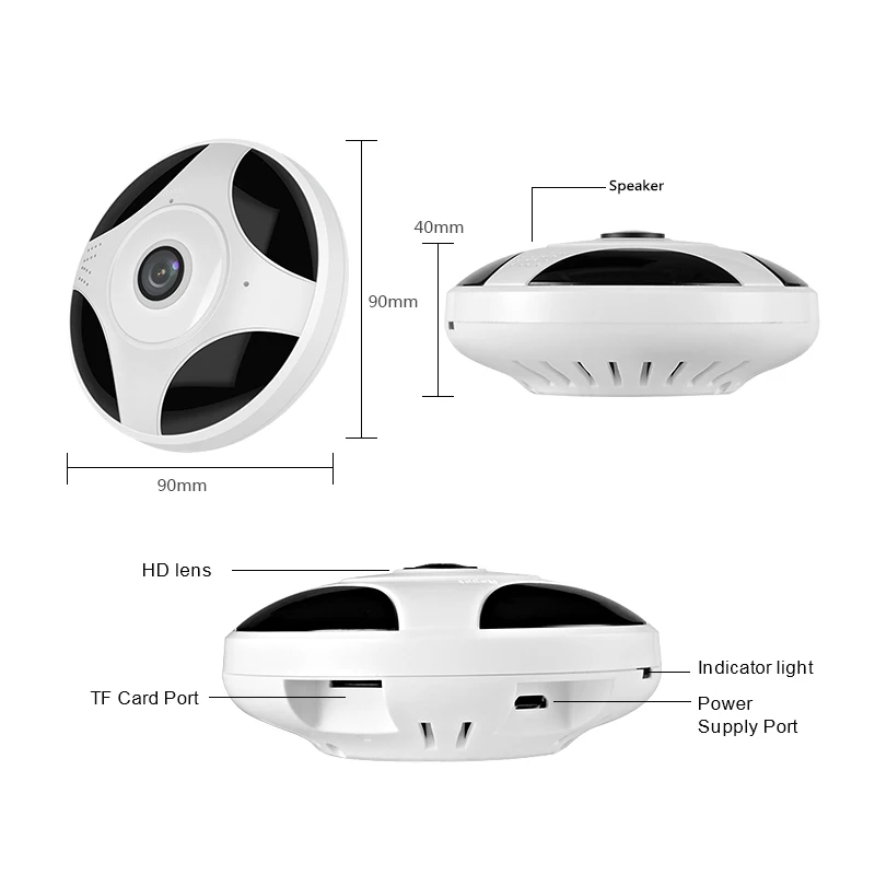 HD 3MP/1080P панорамная VR IP камера 360 градусов рыбий глаз широкоугольная wi fi