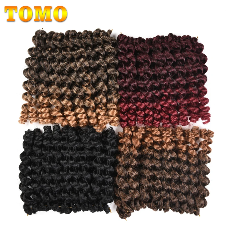 TOMO Jamaican Bounce Jumpy Wand Curls Hair Extensions 8Inch 20Roots Afro Fluffy Crochet Braids Bulk Synthetic Hair Braiding