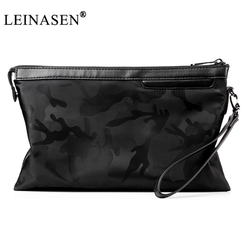 

LEINASEN Brand Long Wallets Oxford Men Clutch Bag with Strap Handy Zipper Purse Man Card Holder Phone Pocket Large Capacity 2019