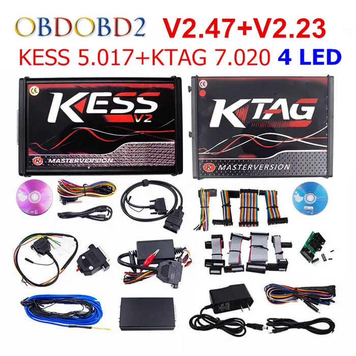 Онлайн V2.53 ЕС красный Kess V5.017 OBD2 менеджер Тюнинг Комплект KTAG V7.020 4 светодиодный Kess V2 5,017 BDM Рамка K-TAG 7,020 ECU программист - Цвет: Серый