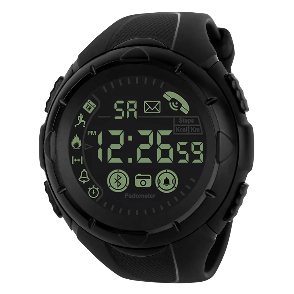 Модные мужские Смарт-часы Bluetooth цифровые спортивные наручные часы водонепроницаемые Bluetooth Android iOS спортивные телефонные напоминания - Цвет: Black