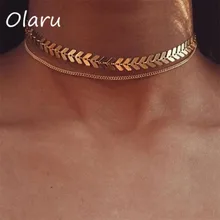 Olaru модные цепи многослойный простой чокер ожерелье женщина себе Позолоченное серебряное покрытие воротник ожерелья и подвески для женщин